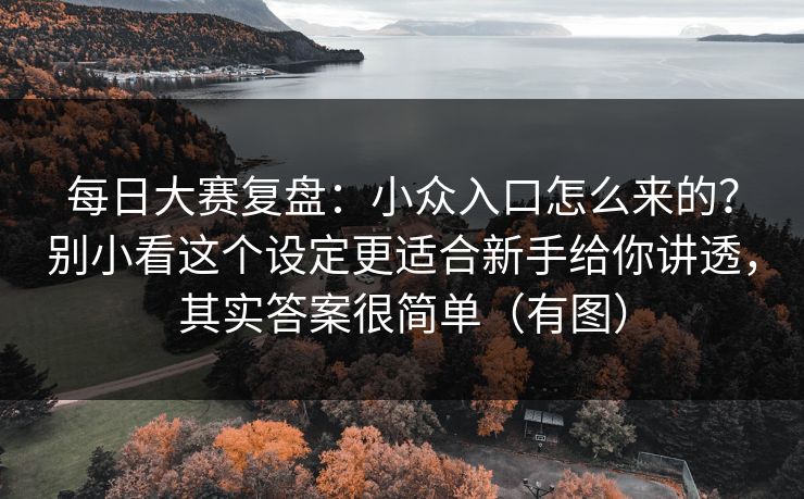 每日大赛复盘：小众入口怎么来的？别小看这个设定更适合新手给你讲透，其实答案很简单（有图）